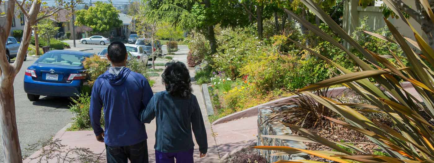 couple walking down street